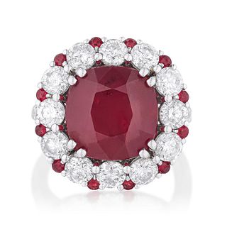 8.13-Carat Unheated Ruby and Diamond Ring, AGL Certified