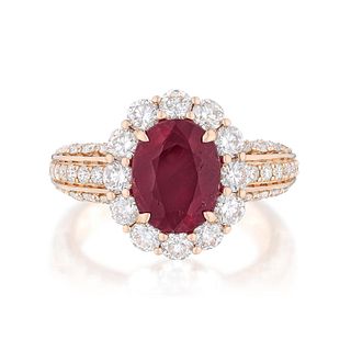 2.74-Carat Unheated Ruby and Diamond Ring, AGL Certified