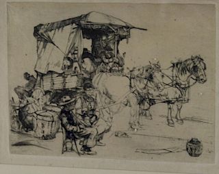 19Th C Etching Noon Rest