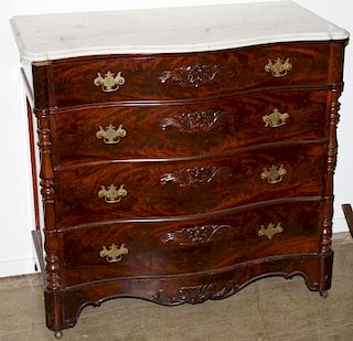Victorian Marble Top Serpentine Dresser