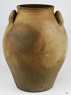 Vermont Redware Ovoid Double Handle Ca. 1800 Crock