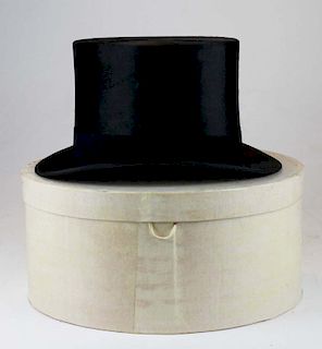 Men'S Beaver Felt Top Hat In Original Box Made By