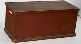 Early Red Painted Pine Blanket Box