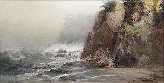 BROWN, Harrison B. Oil on Canvas. Rocky Coastline.