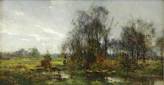JONES, Hugh B. Oil on Panel. Landscape.
