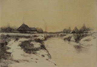 GAY, Edward. Watercolor. Winter Landscape.