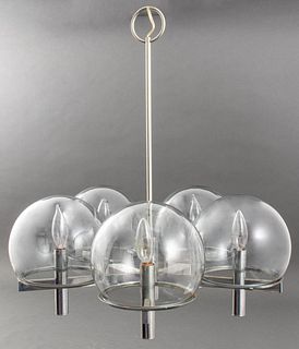 Gaetano Sciolari Modern Chrome Glass Chandelier