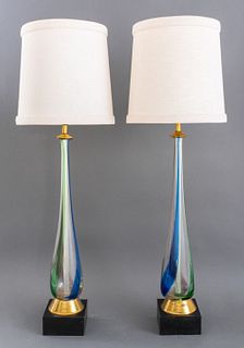 Seguso for Marbro Murano Table Lamps, Pair