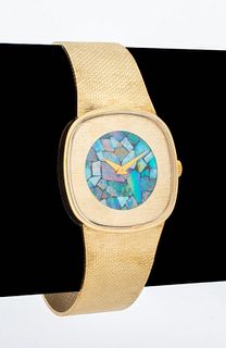 Omega 14K Yellow Gold Opal Inlay Watch