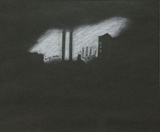STELLA, Joseph. Smokestacks. White Chalk Drawing