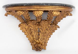 Gilded Wrought Iron Demilune Wall-Mounted Console