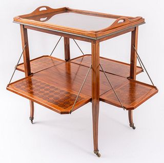 Edwardian Mahogany Parquetry Butler's or Tea Cart