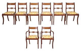 Sheraton Manner Painted Satinwood Dining Chairs, 8