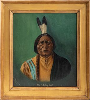 Chief Sitting Bull Portrait Oil on Canvas, 1941