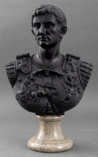 After Giuseppe Bessi Basalt Sculpture of Augustus