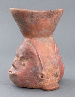 Pre-Columbian Colima Redware Janiform Vessel