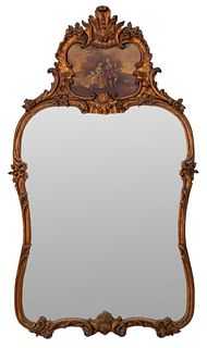 European Rococo Style Painted Gilt Wood Mirror