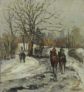 KALLIS, M. Oil on Canvas. Central Park in the Snow