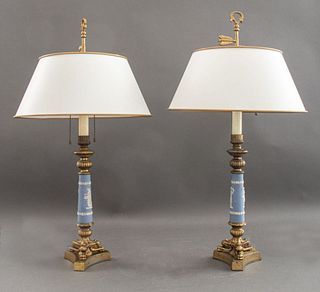 Wedgwood Mounted Restauration Style Lamps. 2