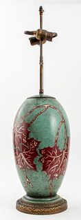 Japanese Silver and Copper Inlaid Bronze Lamp