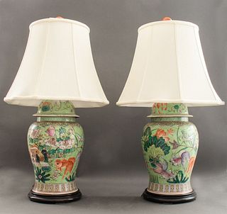 Chinese Glazed Porcelain Table Lamps, 2