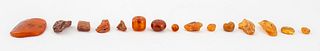 Natural Amber Specimens & Beads, 15 Pieces