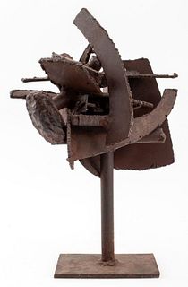 Brutalist Abstract Welded Iron Sculpture
