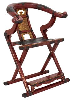 Chinese Lacquered Horseshoe Chair