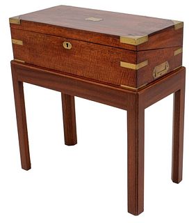 Victorian Mahogany & Brass Lap Desk Box on Stand