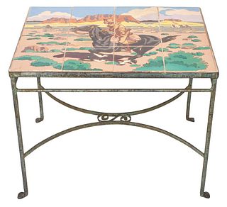 Taylor Tile Co. Attr. Rough Rider Ceramic Top Iron Table