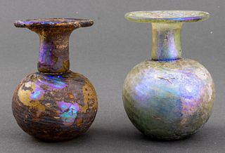 Ancient Roman Glass Ampullae or Ball Flasks, 2