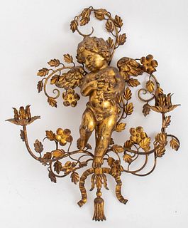 South German Giltwood Two Light Sconce, 19th C