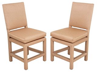 Milo Baughman Attr Upholstered Parsons Side Chairs