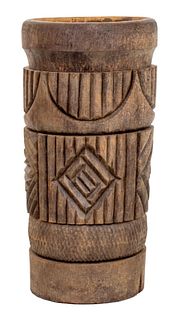 Oceanic Carved Tree Trunk Drum