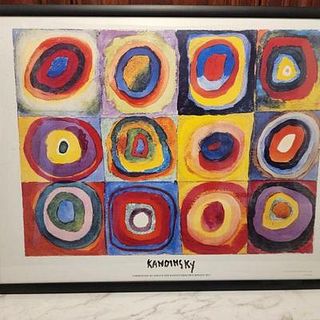 Vintage Kandinsky Poster of Squares with Concentric Circles