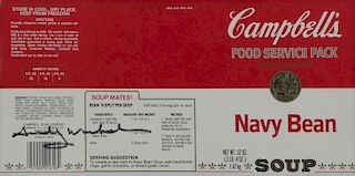 WARHOL, Andy. Signed Campbell's Navy Bean Soup