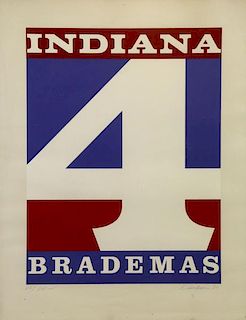 INDIANA, Robert. Screenprint "Indiana 4 Brademas"