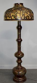 Antique Asian Cloisonne Floor Lamp and Shade.