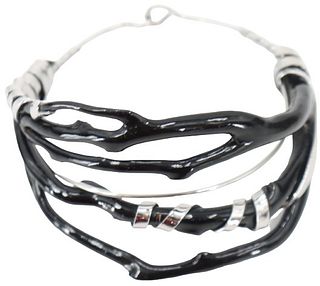 Bracelet, Sterling W/ Black Coral