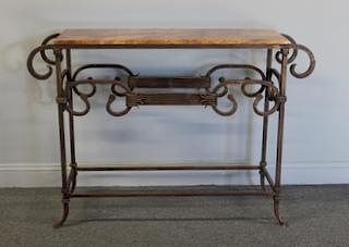Heavy Duty Patinated Iron Console Table