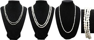 (3) Fr .Water  Pearl Necklaces& Bracelet 14k Clasp