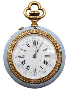 Antique Swiss Enamel/ 14k Pocket Watch AS IS
