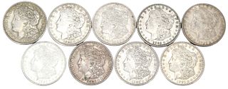 (9) 1921 Morgan Silver Dollars