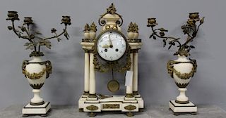 Tiffany & Co French Bronze and Marble Clock