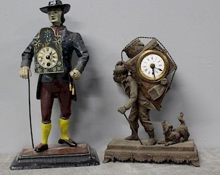 Lot of 2 Antique Metal Figural Clocks.