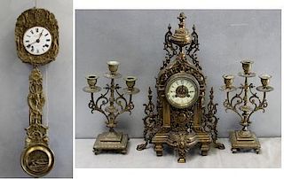 Lot of French Clocks To Inc A Gilt Metal  Bakers