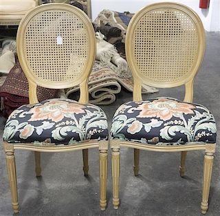 A Pair of Louis XVI Style Side Chairs, Height 38 inches.