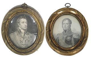 Portraits of Two European Military Officers 1800s
