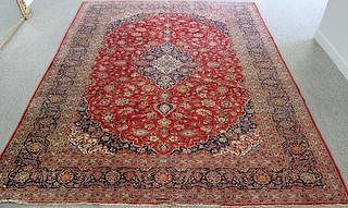 Vintage Finely Woven Kashan Carpet.