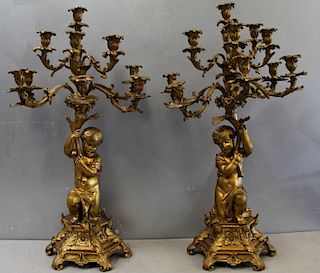 Large and Impressive Gilt Bronze Putti Form